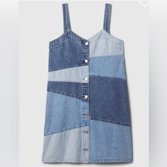 GAP Dresses & Skirts - NWT Gap Pieced Patchwork Blue Jean Denim Mini Dress / Jumper Women’s Medium-Tall